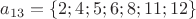 $a_{13}=\{2;4;5;6;8;11;12\}$