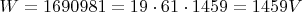 $W=1690981=19\cdot 61\cdot 1459=1459V$