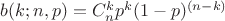 $ b(k;n,p)=C_{n}^{k} p^{k} (1-p)^{(n-k)} $