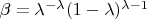 $\beta=\lambda^{-\lambda}(1-\lambda)^{\lambda-1}$