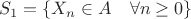 $$
S_1 = \{X_n\in A\quad\forall n\geq 0\}
$$