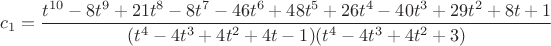$c_1=\dfrac{t^{10}-8t^9+21t^8-8t^7-46t^6+48t^5+26t^4-40t^3+29t^2+8t+1}{(t^4-4t^3+4t^2+4t-1)(t^4-4t^3+4t^2+3)}$