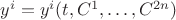 $y^i=y^i(t,C^1,\ldots,C^{2n})$