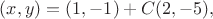 $(x,y)=(1,-1)+C (2,-5),$