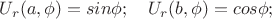 $U_r(a,\phi)=sin\phi;\quad U_r(b,\phi)=cos\phi;$