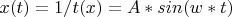 $ x(t) = 1/t(x) = A*sin(w*t)$