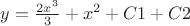 $y= \frac {2x^3}{3} +x^2+C1+C2$