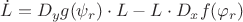 $\dot{L} = D_y g(\psi_r)\cdot L - L\cdot D_x f(\varphi_r)$