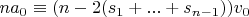 $n a_0 \equiv (n-2 (s_1+...+s_{n-1})) v_0$