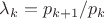 \lambda_k=p_{k+1}/p_k