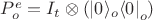 $P_o^e=I_t\otimes\left(\left|0\middle\rangle_o\middle\langle 0\right|_o\right)$