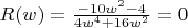 $R(w)=\frac{-10w^2-4}{4w^4+16w^2}=0$