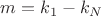 $m=k_{1}-k_{N}$