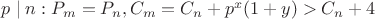 $p\mid n: P_m=P_n, C_m=C_n+p^x(1+y)>C_n+4$