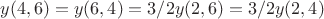 $y(4,6)=y(6,4)=3/2y(2,6)=3/2y(2,4)$