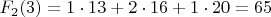 $F_{2}(3)=1\cdot13+2\cdot16+1\cdot20=65$