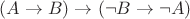 $(A \to B)  \to (\neg B \to \neg A)$
