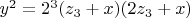 $y^2=2^3(z_3+x)(2z_3+x)$
