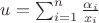 $u = \sum_{i=1}^n \frac{\alpha_i}{x_i}$