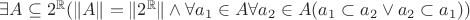 $\exists A\subseteq 2^\mathbb{R}(\|A\|=\|2^\mathbb{R}\| \land \forall a_1 \in A\forall a_2 \in A(a_1\subset a_2 \lor a_2 \subset a_1))$