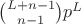 $\binom{L+n-1}{n-1} p^L$