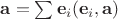 ${\bf a} = \sum {\bf e}_i({\bf e}_i,{\bf a})$
