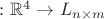 $\psiu\colon \mathbb R^4 \to L_{n \times m} $