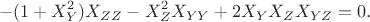 $$\[
-(1 + X_Y^2) X_{ZZ} - X_Z^2 X_{YY} + 2 X_Y X_Z X_{YZ} = 0.
\]$$