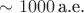 $\sim 1000\, \text{а.е.}$