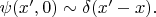 $\psi(x',0) \sim \delta(x'-x).$