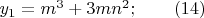$y_1= m^3+3mn^2; \qquad (14)$