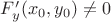 $F'_y(x_0,y_0)\neq 0$