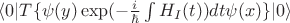 $ \langle 0|T\{\psi(y)\exp(-\frac{i}{\hbar}\int H_I(t))dt\psi(x)\}|0\rangle$