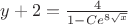 $  y+2  = \frac{4}{1- Ce^{8 \sqrt{x}}} $