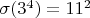 $\sigma(3^4)=11^2$