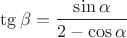 $\tg\beta=\dfrac{\sin\alpha}{2-\cos\alpha}$