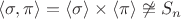 $\langle \sigma,\pi\rangle=\langle \sigma\rangle\times \langle\pi\rangle\not\cong S_n$ $\langle \sigma,\pi\rangle=\langle \sigma\rangle\times \langle\pi\rangle\not\cong S_n$