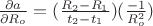 $\frac { \partial a} { \partial R_o} = (\frac {R_2 - R_1} {t_2 - t_1}) (\frac { -1} {R_o^2})$