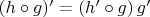 $(h\circ g)' = (h'\circ g)\,g'$