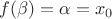 $f(\beta)=\alpha=x_0$