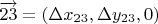 $\overrightarrow{23}=(\Delta x_{23},\Delta y_{23},0)$