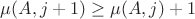 $\mu(A,j+1)\ge\mu(A,j)+1$