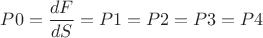 ${P0} = \dfrac {dF}{dS} = {P1} = {P2} = {P3} = {P4}$