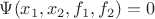 $\Psi(x_1,x_2,f_1,f_2)=0$