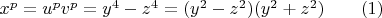 $x^p=u^pv^p=y^4-z^4=(y^2-z^2)(y^2+z^2) \qquad (1)$