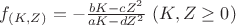 $f_{(K,Z)}= -\frac{bK-cZ^2}{aK-dZ^2}\ (K,Z\geq 0)$