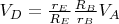 $V_D=\frac{r_E}{R_E}\frac{R_B}{r_B}V_A$