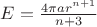 $E=\frac{4 \pi a r^{n+1}}{n+3}$
