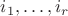 $i_1,\dots,i_r$ $i_1,\dots,i_r$