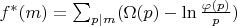 $f^*(m)=\sum_{p|m}(\Omega(p)-\ln \frac {\varphi(p)}{p})$